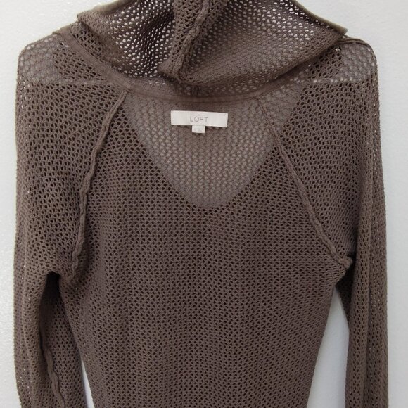 Ann Taylor Loft Open Stitch Hoodie • 100% Cotton • Sm • Taupe - Picture 14 of 16